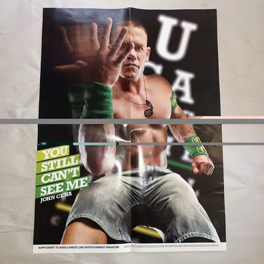 NEW & RARE!‎ 2009 WWE Magazine Supplement John Cena Green Bands Poster Unhung